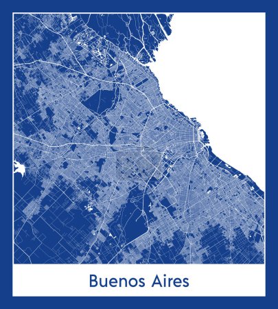 Illustration for Buenos Aires Argentina South America City map blue print vector illustration - Royalty Free Image