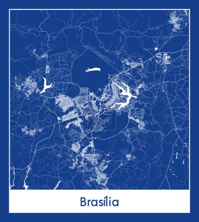 Illustration for Brasilia Brazil South America City map blue print vector illustration - Royalty Free Image