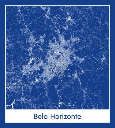 Illustration for Belo Horizonte Brazil South America City map blue print vector illustration - Royalty Free Image