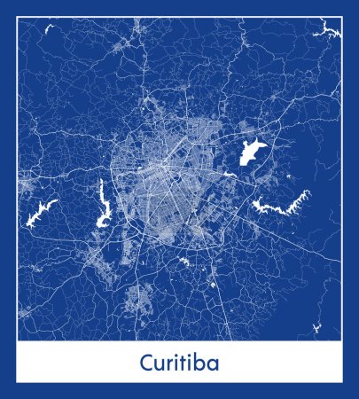 Illustration for Curitiba Brazil South America City map blue print vector illustration - Royalty Free Image