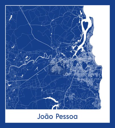 Illustration for Joao Pessoa Brazil South America City map blue print vector illustration - Royalty Free Image
