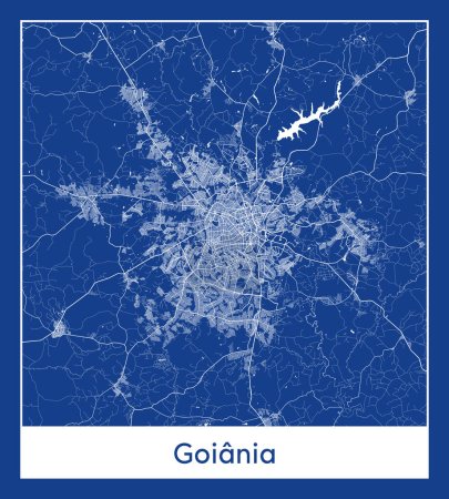 Illustration for Goiania Brazil South America City map blue print vector illustration - Royalty Free Image