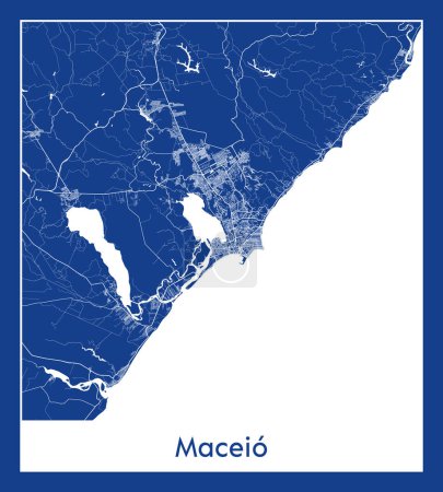 Ilustración de Maceio Brazil South America City mapa azul imprimir vector ilustración - Imagen libre de derechos