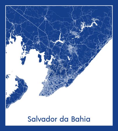 Illustration for Salvador da Bahia Brazil South America City map blue print vector illustration - Royalty Free Image