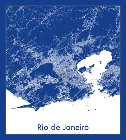 Illustration for Rio de Janeiro Brazil South America City map blue print vector illustration - Royalty Free Image