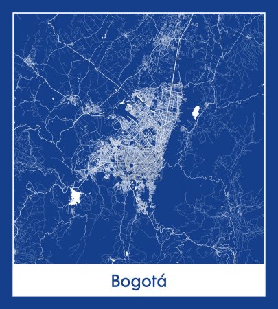 Illustration for Bogota Colombia South America City map blue print vector illustration - Royalty Free Image