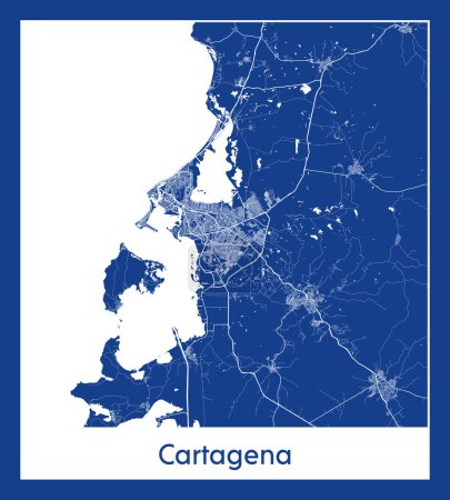 Illustration for Cartagena Colombia South America City map blue print vector illustration - Royalty Free Image