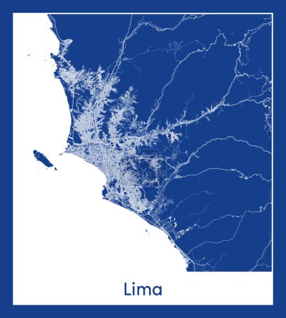 Téléchargez les illustrations : Lima Pérou Amérique du Sud Plan de la ville illustration vectorielle - en licence libre de droit