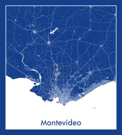Illustration for Montevideo Uruguay South America City map blue print vector illustration - Royalty Free Image