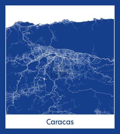 Illustration for Caracas Venezuela South America City map blue print vector illustration - Royalty Free Image