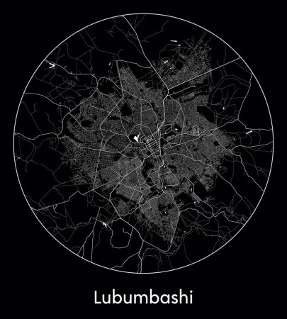 Ilustración de Mapa de la ciudad Lubumbashi República Democrática del Congo África vector ilustración - Imagen libre de derechos