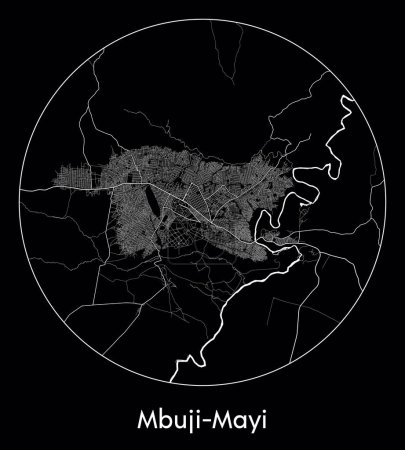 Ilustración de Mapa de la ciudad Mbuji-Mayi República Democrática del Congo África vector ilustración - Imagen libre de derechos