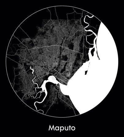Ilustración de Mapa de la ciudad Maputo Mozambique África vector ilustración - Imagen libre de derechos
