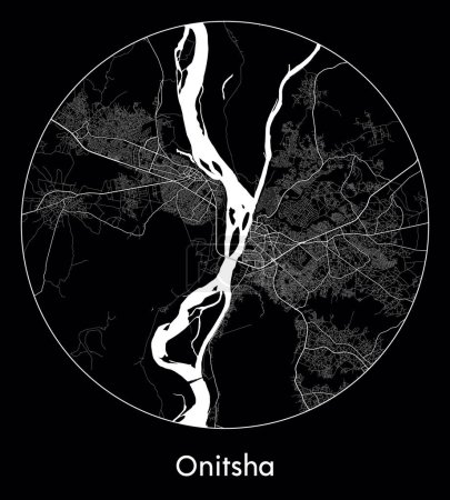 Téléchargez les illustrations : Carte de la ville Onitsha Nigeria Illustration vectorielle Afrique - en licence libre de droit