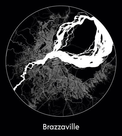 Ilustración de Mapa de la ciudad Brazzaville República del Congo África vector ilustración - Imagen libre de derechos