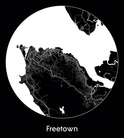 Illustration for City Map Freetown Sierra Leone Africa vector illustration - Royalty Free Image
