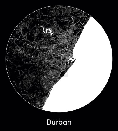 Ilustración de Mapa de la ciudad Durban Sudáfrica vector ilustración - Imagen libre de derechos