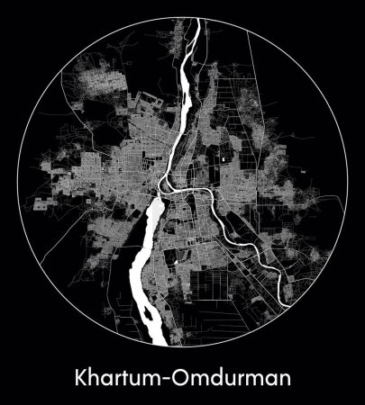 Téléchargez les illustrations : Carte de la ville Khartum-Omdurman Soudan Illustration vectorielle Afrique - en licence libre de droit