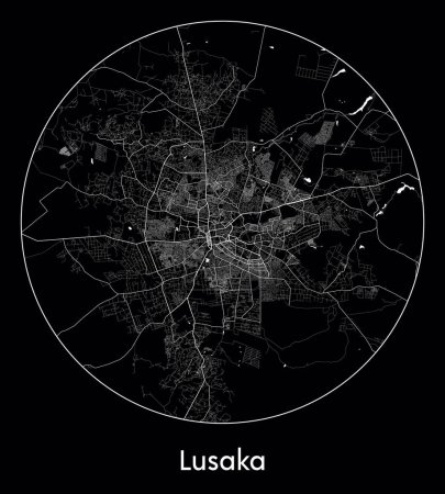 Ilustración de Mapa de la ciudad Lusaka Zambia África vector ilustración - Imagen libre de derechos