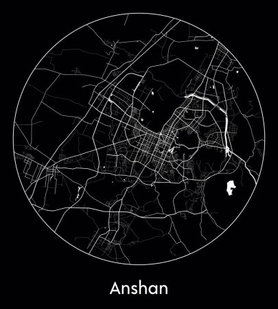 Illustration pour Carte de la ville Anshan Chine Asie illustration vectorielle - image libre de droit