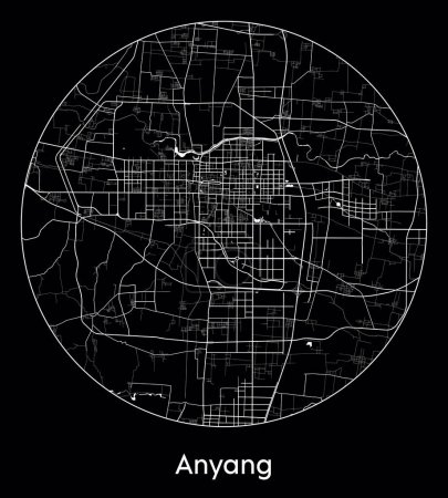 Illustrazione per Mappa della città Anyang Cina Asia vettoriale illustrazione - Immagini Royalty Free
