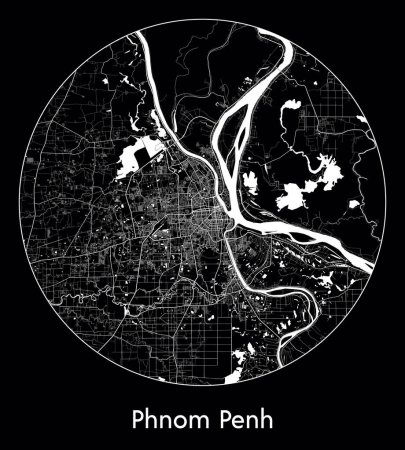 Ilustración de Mapa de la ciudad Phnom Penh Camboya Asia vector ilustración - Imagen libre de derechos