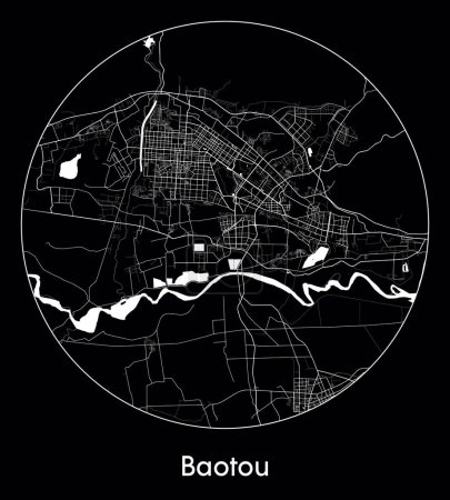 Illustration pour Carte de la ville Baotou Chine Asie illustration vectorielle - image libre de droit