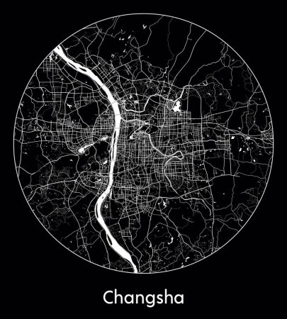 Ilustración de Mapa de la ciudad Changsha China Asia vector ilustración - Imagen libre de derechos