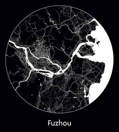 Ilustración de Mapa de la ciudad Fuzhou China Asia vector ilustración - Imagen libre de derechos