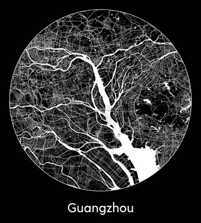 Ilustración de Mapa de la ciudad Guangzhou China Asia vector ilustración - Imagen libre de derechos