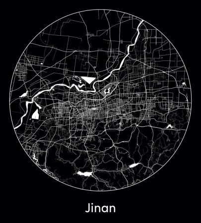 Ilustración de Mapa de la ciudad Jinan China Asia vector ilustración - Imagen libre de derechos