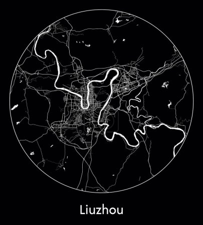 Illustration for City Map Liuzhou China Asia vector illustration - Royalty Free Image