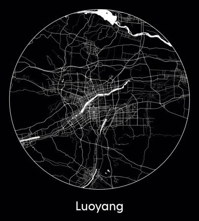 Ilustración de Mapa de la ciudad Luoyang China Asia vector ilustración - Imagen libre de derechos