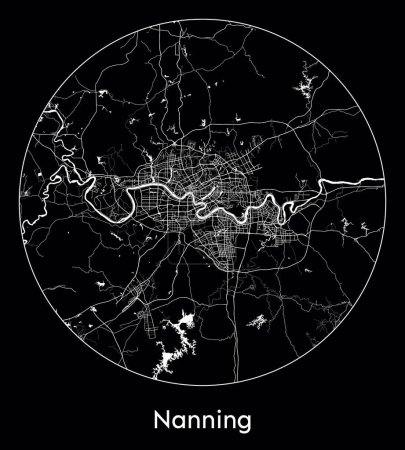 Illustration for City Map Nanning China Asia vector illustration - Royalty Free Image