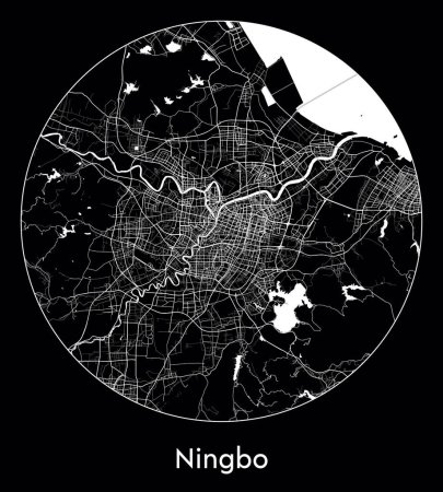 Illustration for City Map Ningbo China Asia vector illustration - Royalty Free Image