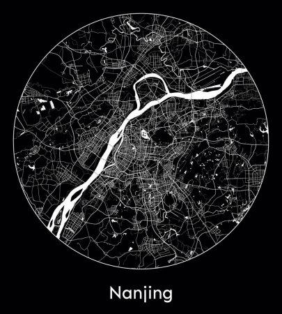 Ilustración de Mapa de la ciudad Nanjing China Asia vector ilustración - Imagen libre de derechos