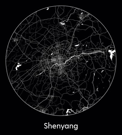 Ilustración de Mapa de la ciudad Shenyang China vector de Asia ilustración - Imagen libre de derechos