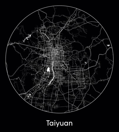Téléchargez les illustrations : Plan de la ville Taiyuan Chine Asie illustration vectorielle - en licence libre de droit