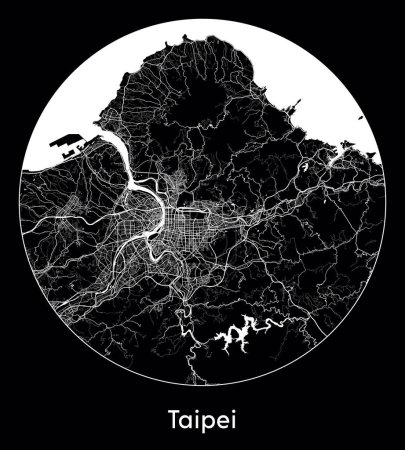 Téléchargez les illustrations : Plan de la ville Taipei Chine Asie illustration vectorielle - en licence libre de droit
