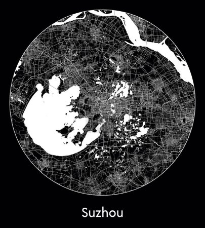 Ilustración de Mapa de la ciudad Suzhou China Asia vector ilustración - Imagen libre de derechos