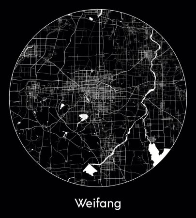 Ilustración de Mapa de la ciudad Weifang China Asia vector ilustración - Imagen libre de derechos