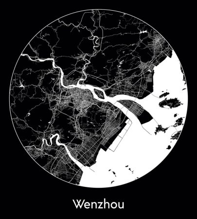 Ilustración de Mapa de la ciudad Wenzhou China Asia vector ilustración - Imagen libre de derechos