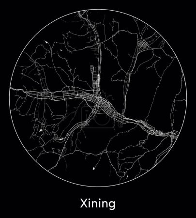 Ilustración de Mapa de la ciudad Xining China Asia vector ilustración - Imagen libre de derechos