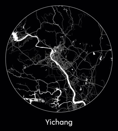 Ilustración de Mapa de la ciudad Yichang China Asia vector ilustración - Imagen libre de derechos