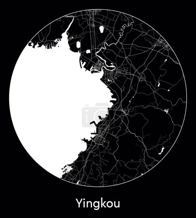 Ilustración de Mapa de la ciudad Yingkou China Asia vector ilustración - Imagen libre de derechos