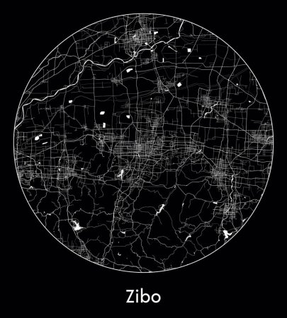 Téléchargez les illustrations : Plan de la ville Zibo Chine Asie illustration vectorielle - en licence libre de droit