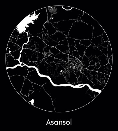 Illustration pour Carte de la ville Asansol Inde Asie illustration vectorielle - image libre de droit