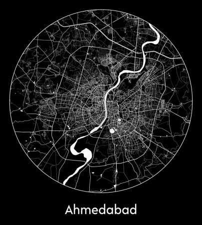 Ilustración de Mapa de la ciudad Ahmedabad India Asia vector ilustración - Imagen libre de derechos