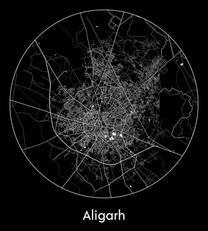 Illustration pour Carte de la ville Aligarh Inde Asie illustration vectorielle - image libre de droit