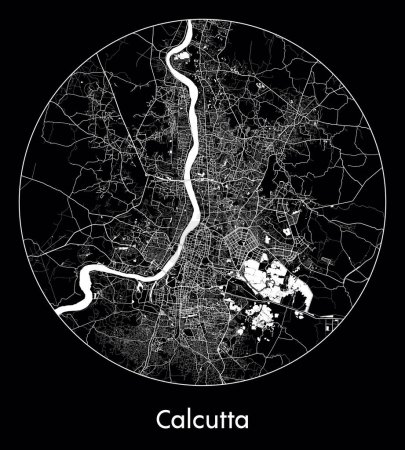 Ilustración de Mapa de la ciudad Calcuta India Asia vector ilustración - Imagen libre de derechos